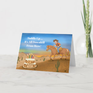 Funny Cowboy on Horse Birthday Card