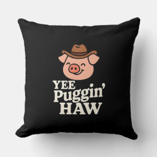 Funny Cowboy Pug Western Design Cushion
