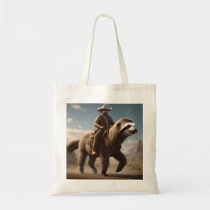 Funny Cowboy Riding A Sloth Horse, Tote Bag