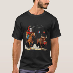Funny Cowboy Santa Christmas Holiday Western Style T-Shirt