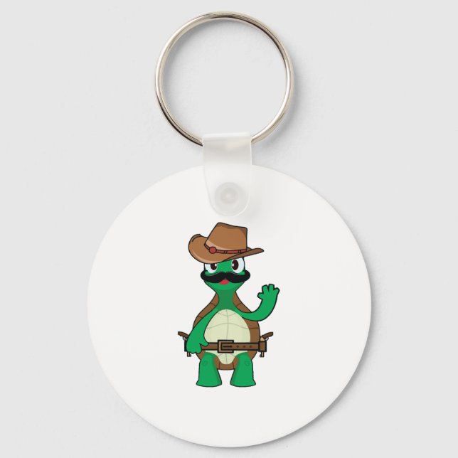 Funny cowboy turtle sherrif key ring (Front)