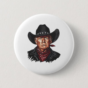 Funny Cowboy Western Donald Trump Us Flag 2024 Ele 6 Cm Round Badge