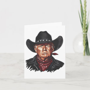 Funny Cowboy Western Donald Trump Us Flag 2024 Ele Card