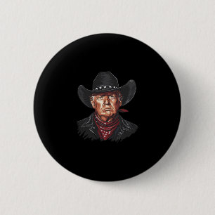 Funny Cowboy Western Donald Trump Us Flag Election 6 Cm Round Badge