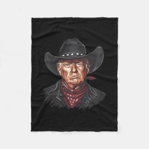 Funny Cowboy Western Donald Trump Us Flag Election Fleece Blanket