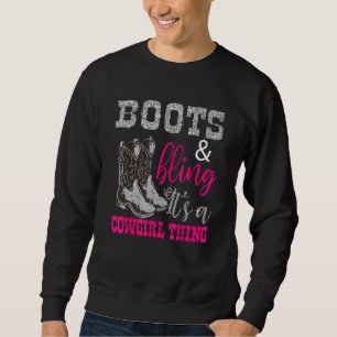 Funny Cowgirl Boots Bling Women  Cute Love Country Sweatshirt