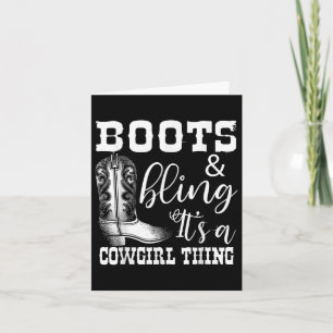 Funny Cowgirl Boots Bling Women Gift Cute Love Cou Card