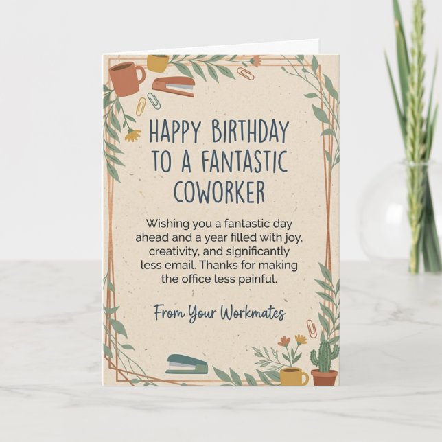 Funny Coworker Birthday Card Hilarious Office Work (Front)