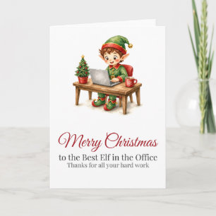 Funny Coworker Christmas Card Office Elf
