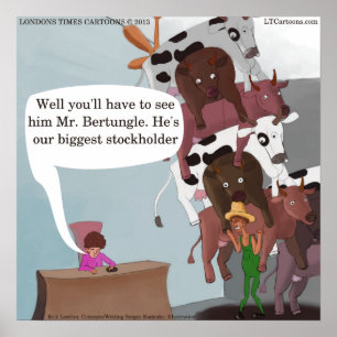 Funny Cows Cartoon On Unisex Watch Poster