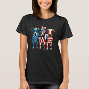 funny Cows USA Flag Patriotic cows Lover cows 4th T-Shirt