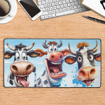Funny Cows Whimsical Cute Farm Animal  Desk Mat<br><div class="desc">This desk mat features a playful watercolor print of cows and their whimsical faces, perfect for cow lovers and fans of farm animals. The modern and stylish design adds a touch of cuteness to any office space, making it a great office gift or accessory. Stay organised and protect your desk...</div>