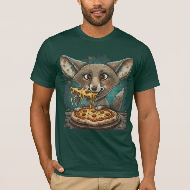 Funny coyote eating pizza T-Shirt (Front)