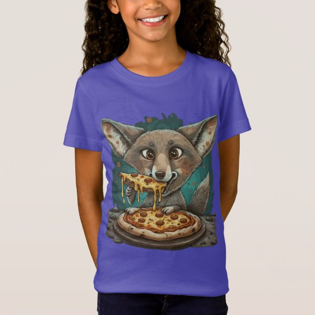 Funny coyote eating pizza T-Shirt (Front)
