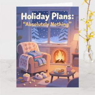 Funny Cozy Christmas Card Holiday Plans Absolutely