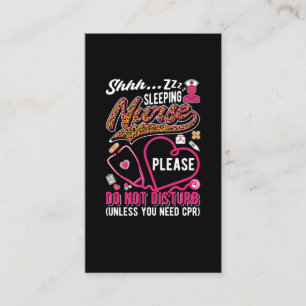 Funny CPR Nurse Leopard Print RN Medical Worker Business Card