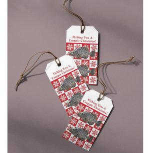 Funny Crappie Fishing Pun Merry Christmas Custom Gift Tags