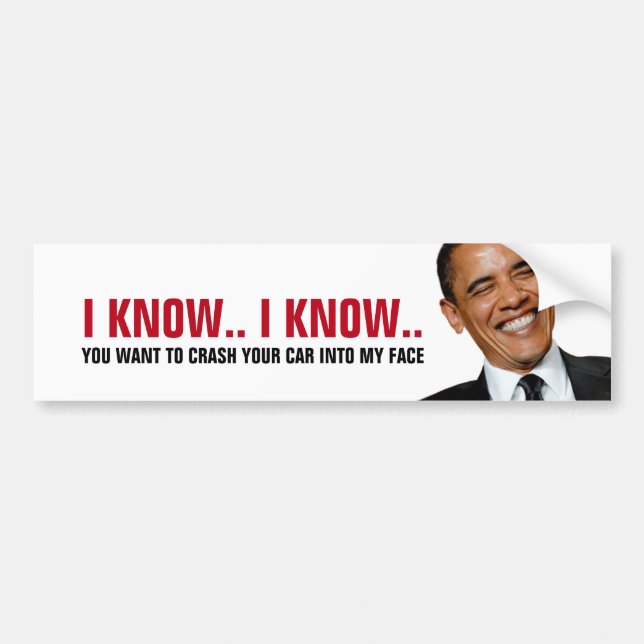 Funny - Crash into Obama Bumper Sticker (Front)