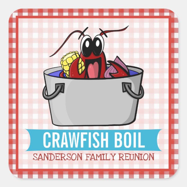 Funny Crawfish Boil Family Reunion Seafood Party Square Sticker (Front)