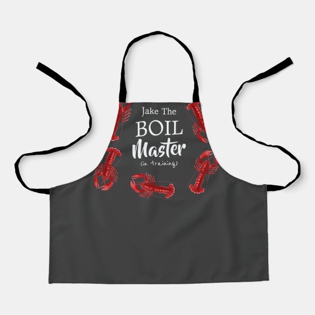 Funny Crawfish Boil Master In Training Dark Grey Apron (Front)