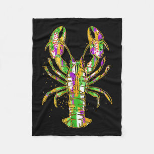 Funny Crawfish Jester Beads Funny Mardi Gras Men W Fleece Blanket