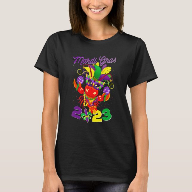 Funny Crawfish Mardi Gras 2023 New Orleans Beads C T-Shirt (Front)