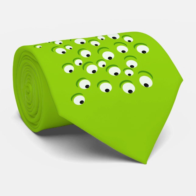 Funny Crazy and Curious Green Eyed Monster Tie (Rolled)