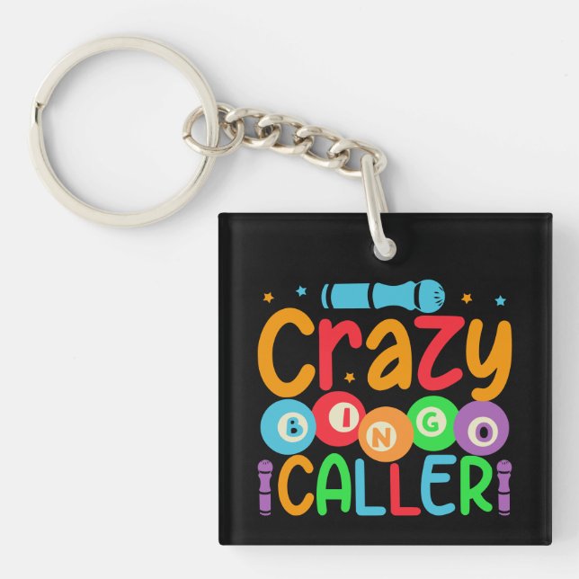 Funny crazy Bingo caller word art  Key Ring (Front)