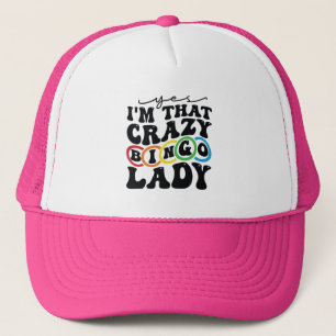 Funny crazy Bingo lady word art Trucker Hat