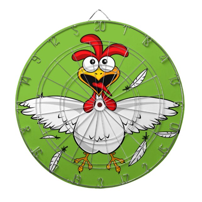 Funny Crazy Cartoon Chicken Wing Fling Dartboard (Front)