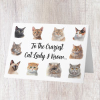 Funny Crazy Cat Lady Birthday Card