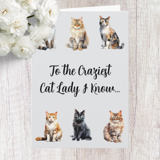 Funny Crazy Cat Lady Birthday Card