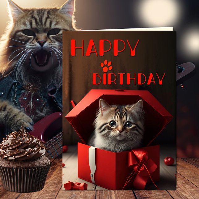 Funny Crazy Cat Lady Birthday Card (Funny cat greeting card featuring a crazy cat lady starter kit, with different cats)