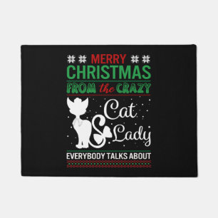 Funny Crazy Cat Lady Christmas Ugly Doormat