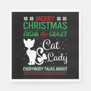 Funny Crazy Cat Lady Christmas Ugly Napkin