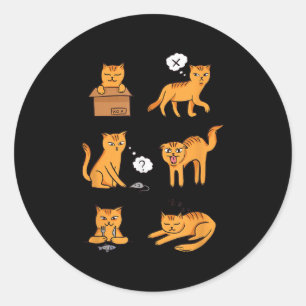 Funny Crazy Cat Lover Moods Ginger For Ladies & Classic Round Sticker