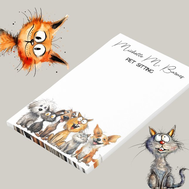 Funny Crazy Cats Dogs Pet Sitter Business Post-it Notes (Creator Uploaded)