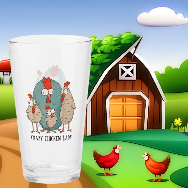 funny crazy chicken lady add text glass (Creator Uploaded)