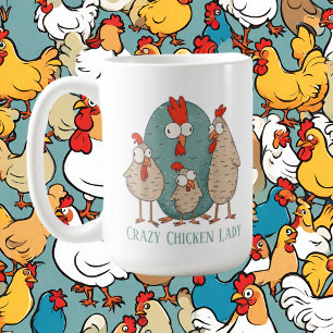 funny crazy chicken lady  coffee mug