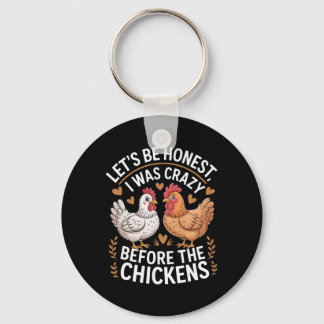Funny Crazy Chicken Lady Joke Ckyard Poultry Lover Key Ring