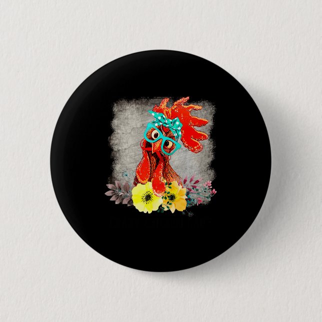 Funny Crazy Chicken Lady Word Art  6 Cm Round Badge (Front)