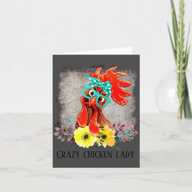 Funny Crazy Chicken Lady Word Art  Card (Front)