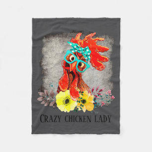 Funny Crazy Chicken Lady Word Art  Fleece Blanket