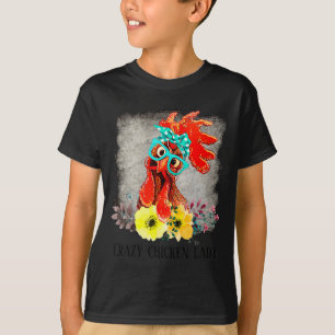 Funny Crazy Chicken Lady Word Art T-Shirt