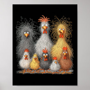 Funny Crazy Chicken Rooster Family Art Print Chick
