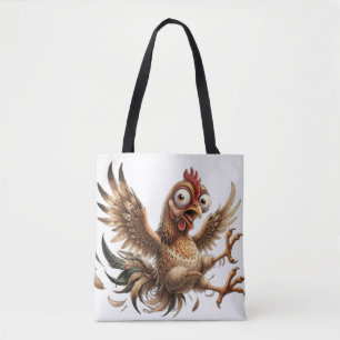 Funny Crazy Chicken Tote Bag   Hilarious Rooster 
