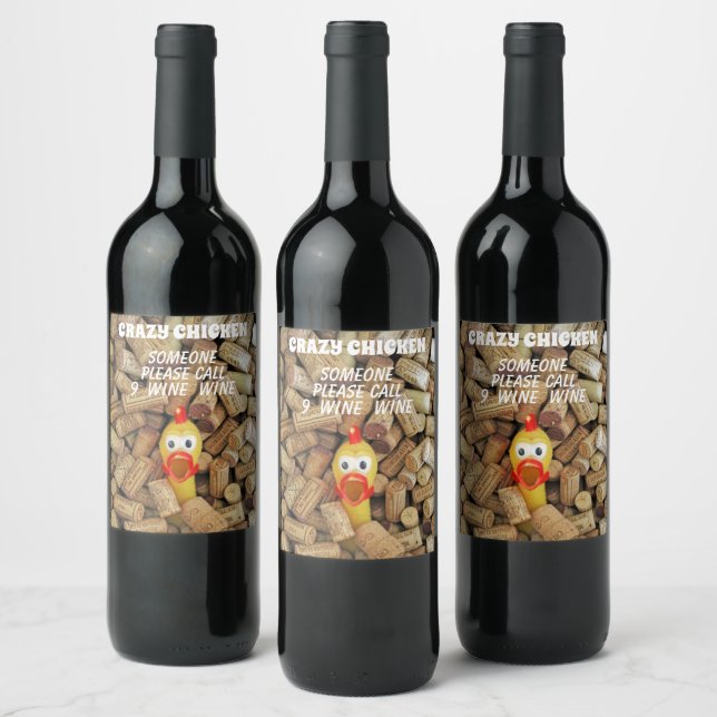 Funny Crazy Chicken Wine Labels! Label (Bottles)