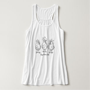 Funny Crazy Chickens Line Art Personalised T-Shirt Singlet
