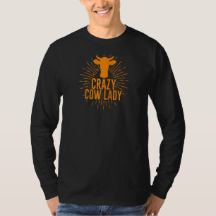Funny Crazy Cow Lady Cow For Girls Women Cowgirls  T-Shirt