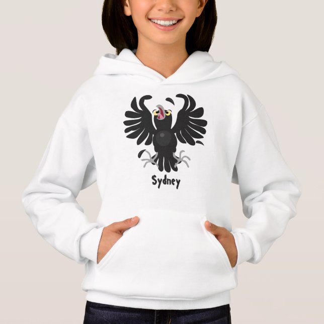 Funny crazy crow raven cartoon illustration (Front)